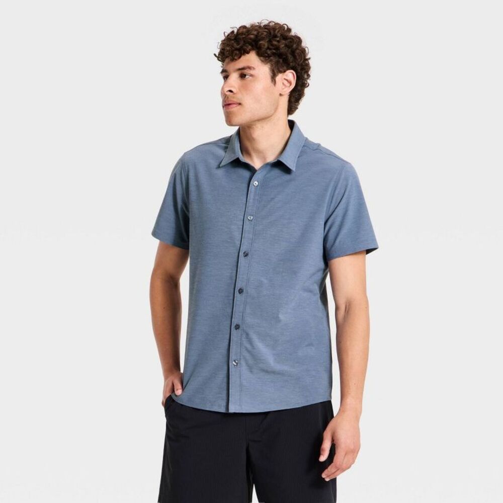 Men's Cooling Travel Button-Up Shirt - All In Motion Blue L